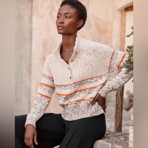 GARNET HILL Organic-Cotton Slub-Knit Sweater SZ Small